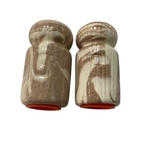 Mt. Saint Helens Ash Swirl Ceramic Salt Pepper Shakers Orange Stoppers